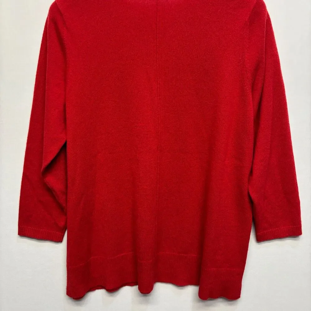 J Jill Women 100% Cashmere Sweater Size XL X-Large Petite Red C124 -17